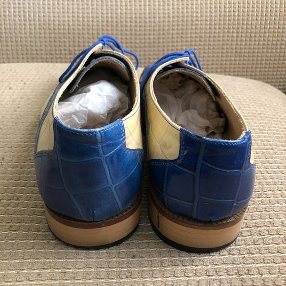 Fortune From Liberty Blue Croc Pattern Leather Oxfords main image 13